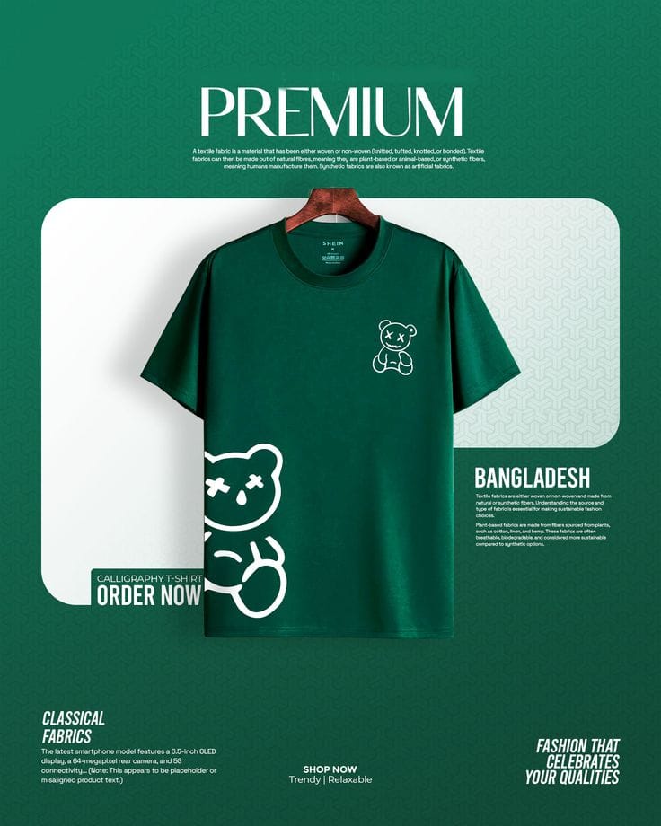 Street Bear Graphic Tee 180 GSM Hunter Green