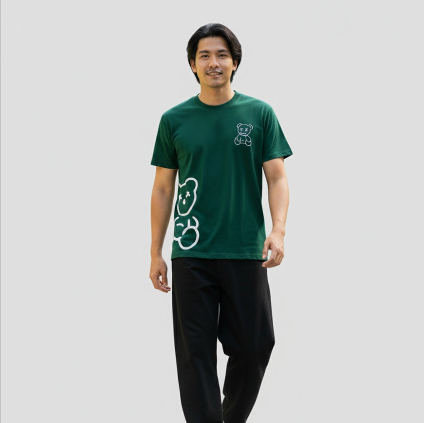 Street Bear Graphic Tee 180 GSM Hunter Green